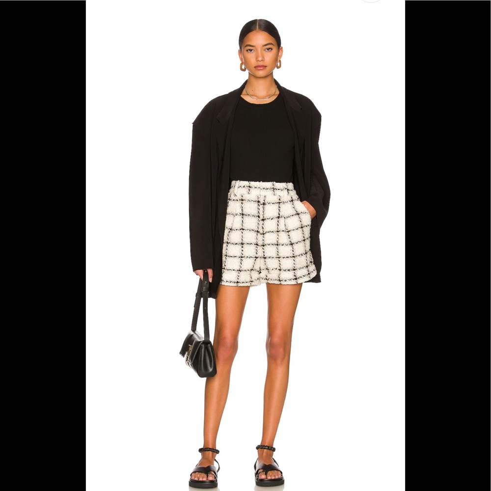 Anine Bing Beige Plaid Becky Short